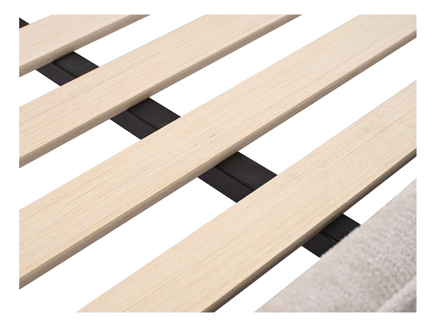Lit 180 x 200 cm avec tête de lit incurvée - Tissu bouclette - Beige - LARUMO de Maison Céphy