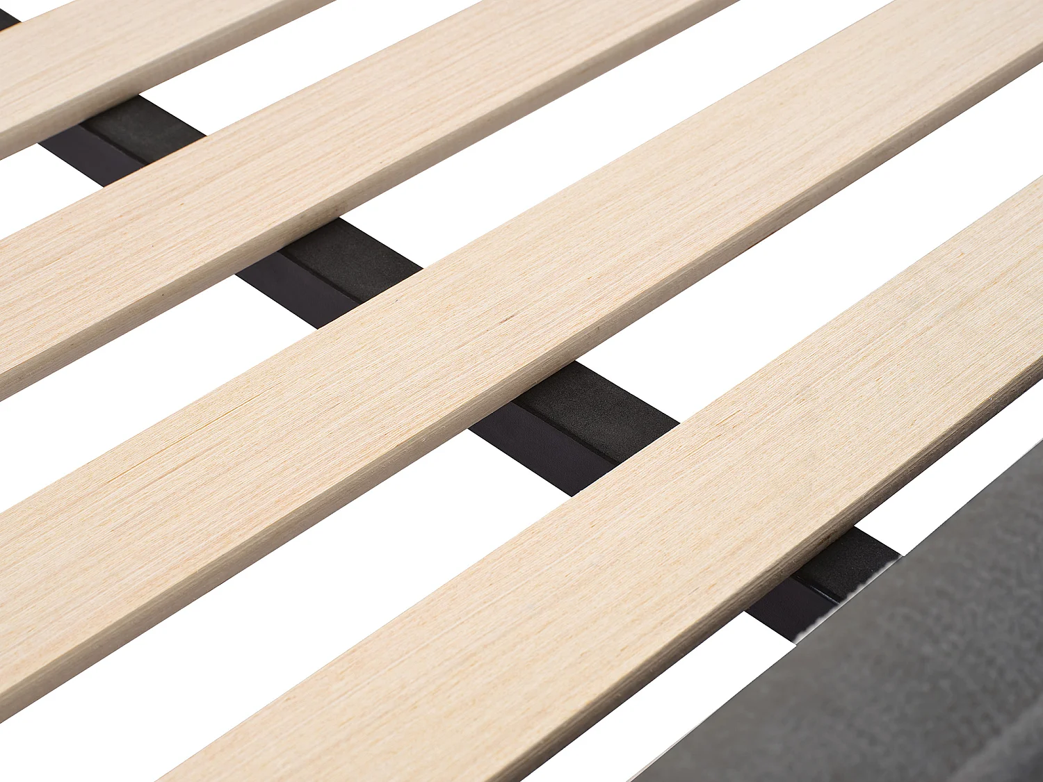 Bett 140 x 200 cm mit geschwungenem Kopfteil - Bouclé-Stoff - Grau - LARUMO von Maison Céphy