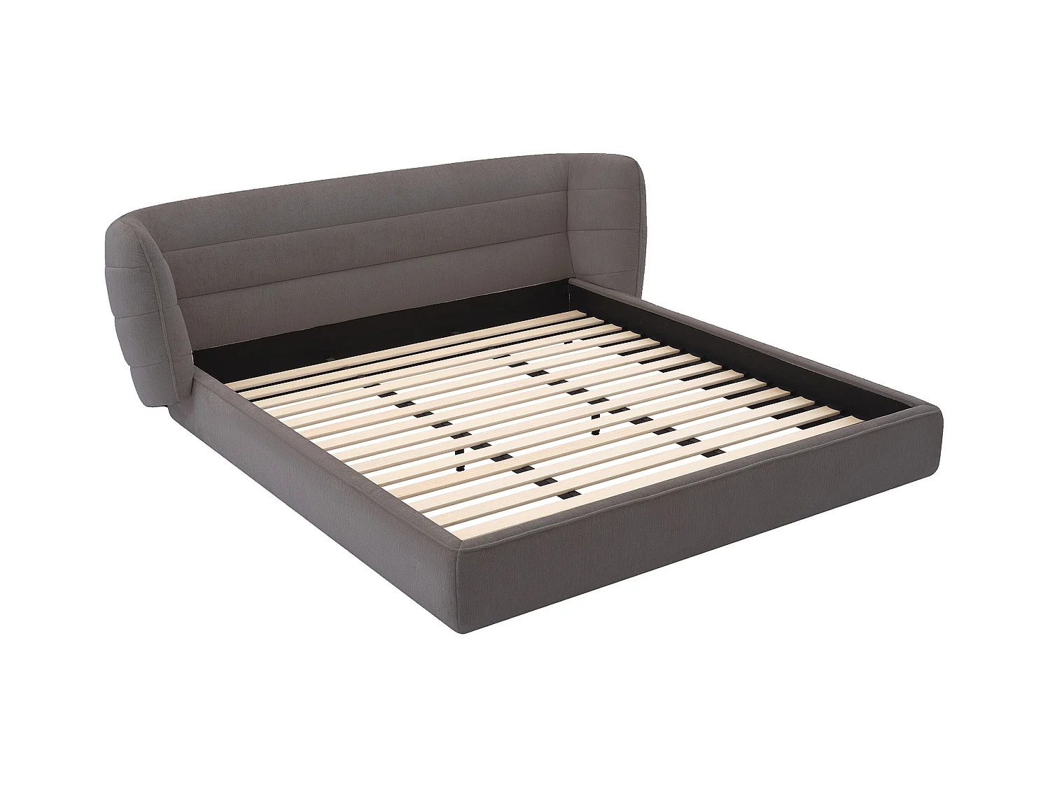 Bed 160 x 200 cm met ingekeept hoofdbord - Boucléstof - Grijs - LARUMO van Maison Céphy