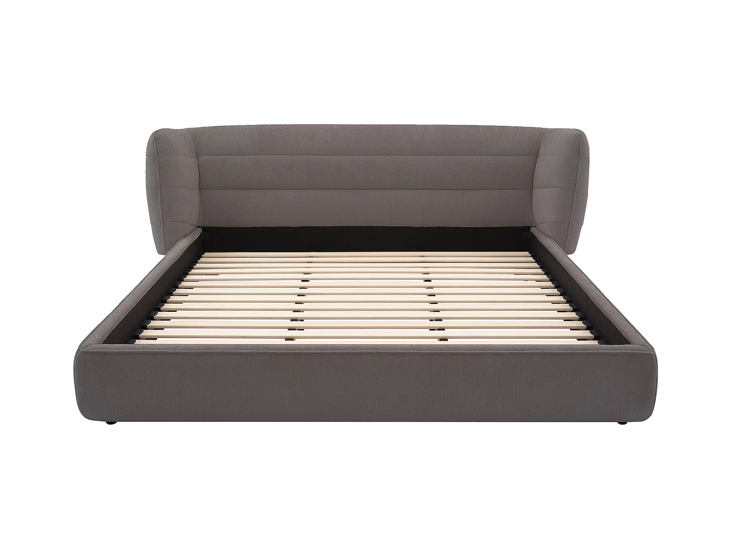 Bed 160 x 200 cm met ingekeept hoofdbord - Boucléstof - Grijs - LARUMO van Maison Céphy