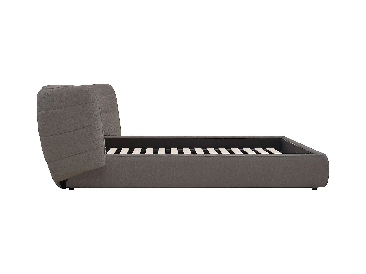 Bed 160 x 200 cm met ingekeept hoofdbord - Boucléstof - Grijs - LARUMO van Maison Céphy