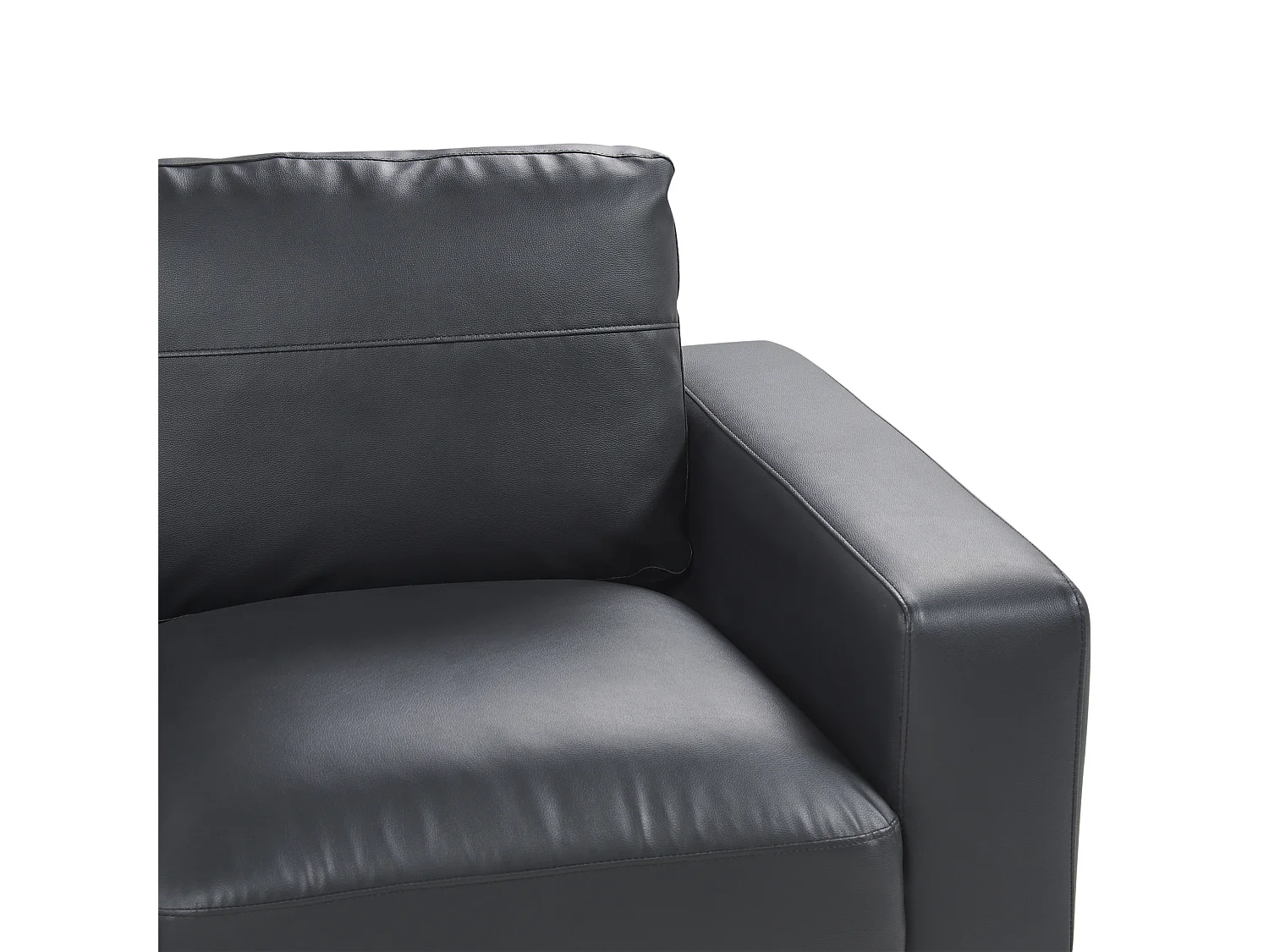 3-Sitzer Sofa Kunstleder schwarz mit Metallbeinen dicke Sitzkissen modern Sovik