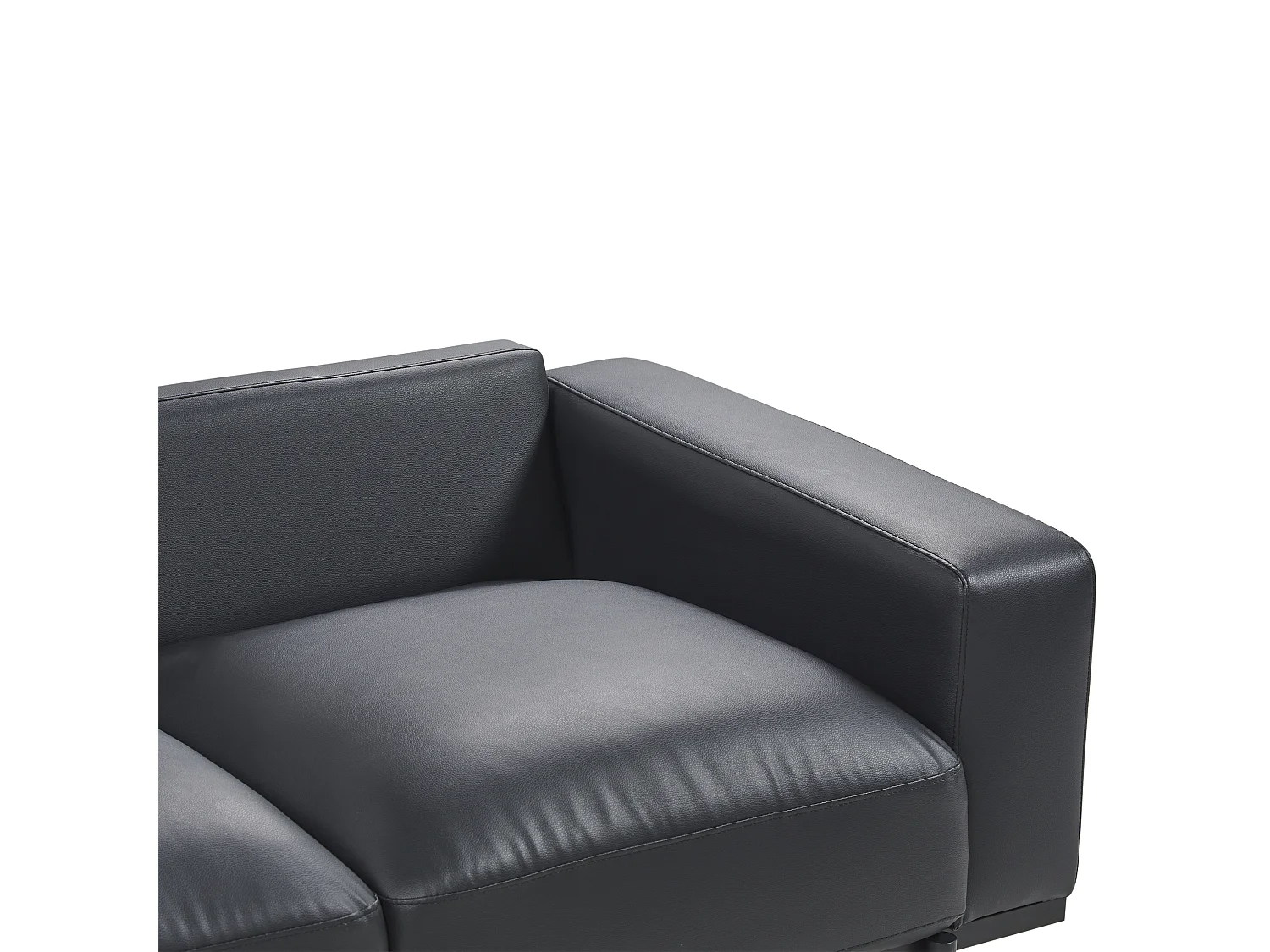 3-Sitzer Sofa Kunstleder schwarz mit Metallbeinen dicke Sitzkissen modern Sovik