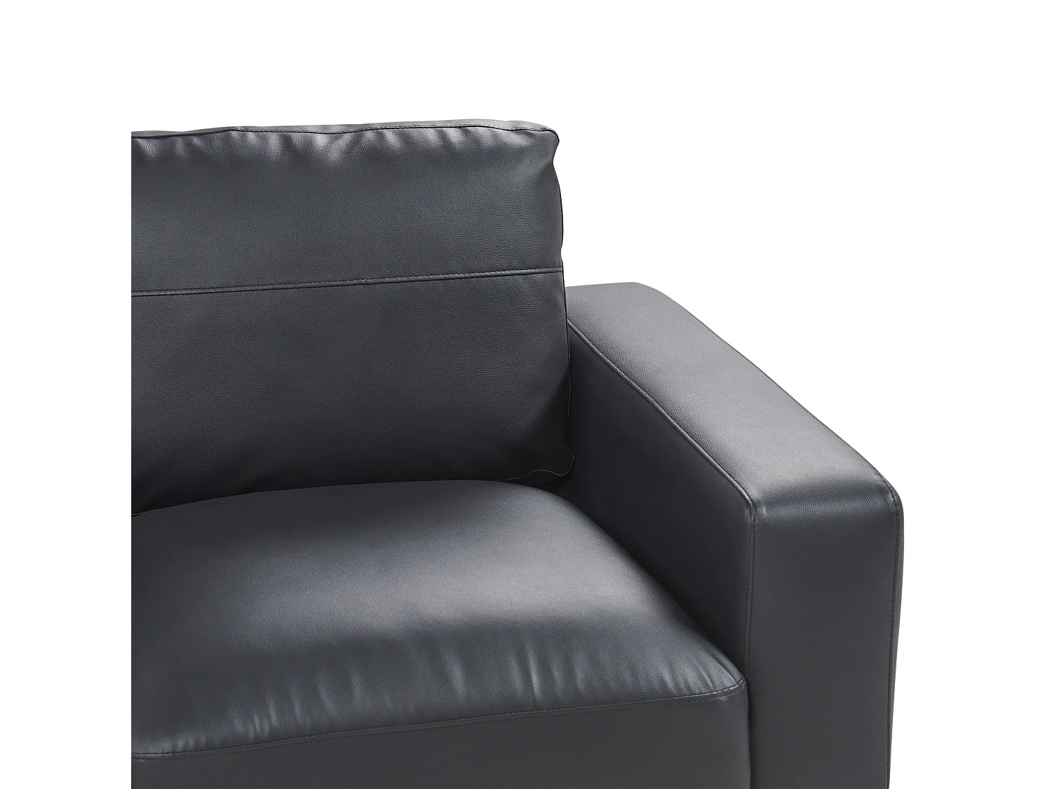 3-Sitzer Sofa Kunstleder schwarz mit Metallbeinen dicke Sitzkissen modern Sovik
