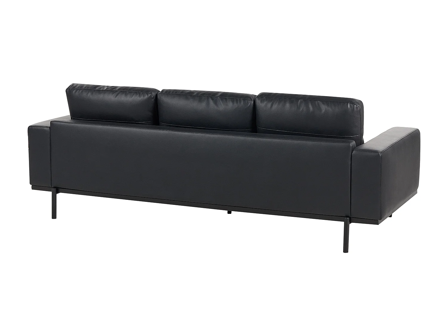 3-Sitzer Sofa Kunstleder schwarz mit Metallbeinen dicke Sitzkissen modern Sovik