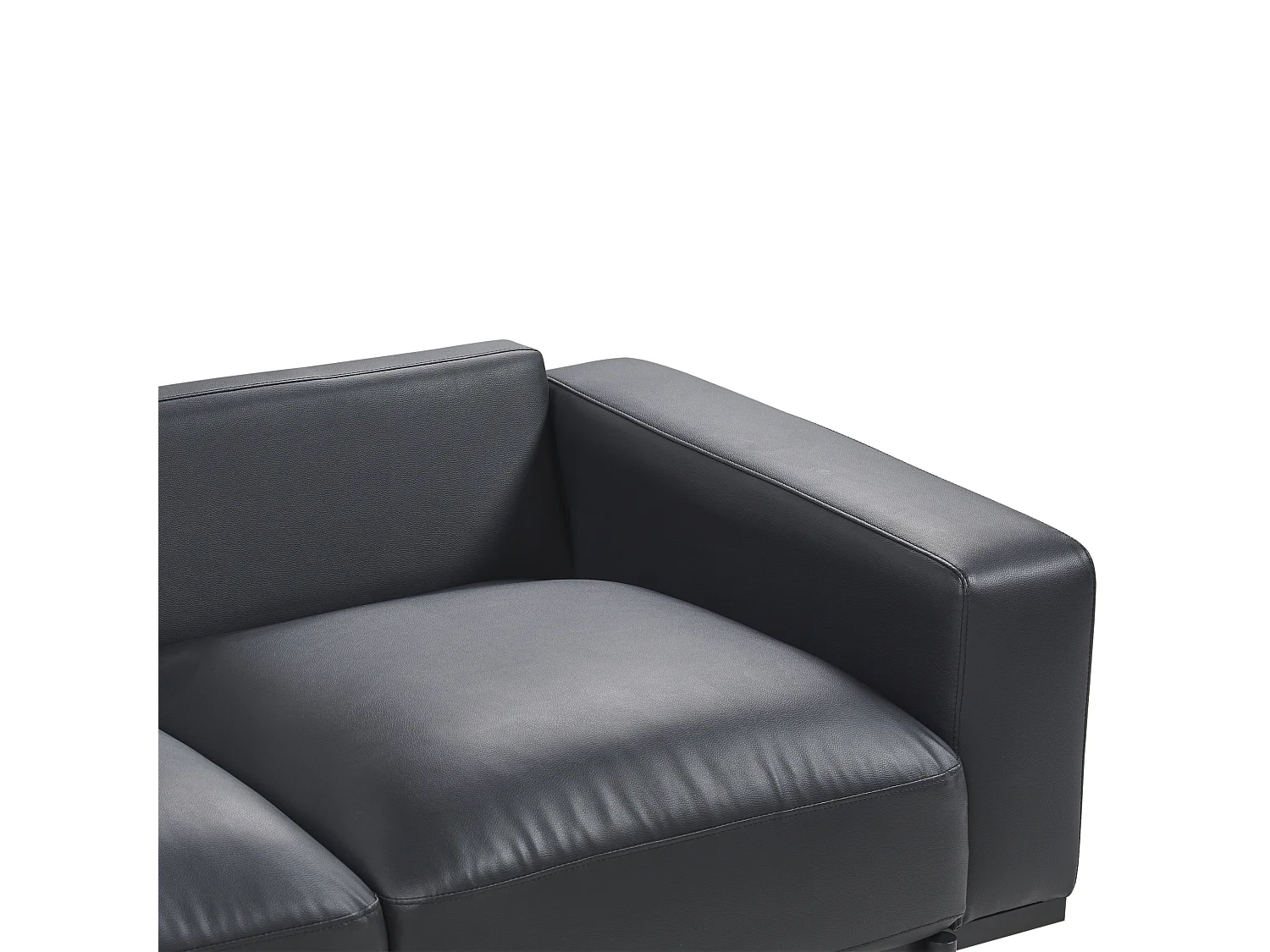 3-Sitzer Sofa Kunstleder schwarz mit Metallbeinen dicke Sitzkissen modern Sovik
