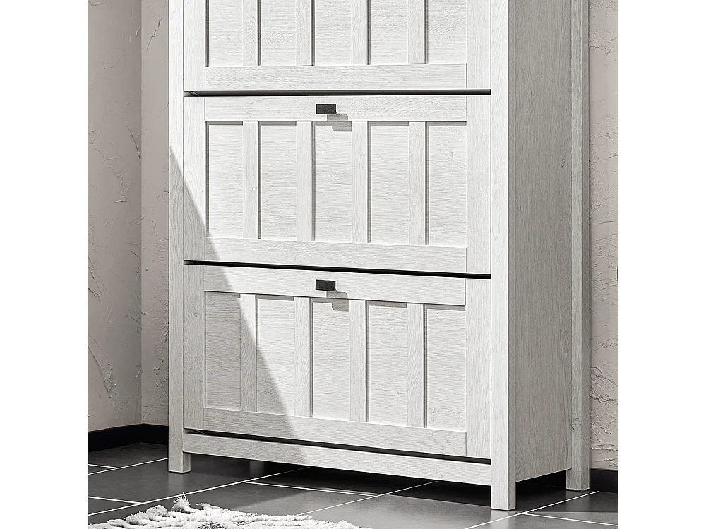 SoBuy FSR162-W Meuble à Chaussures Armoire à Chaussures Commode à Chaussures Meuble d'entrée avec 3 Abattants