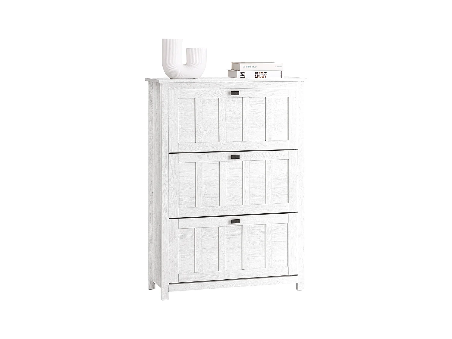 SoBuy FSR162-W Meuble à Chaussures Armoire à Chaussures Commode à Chaussures Meuble d'entrée avec 3 Abattants