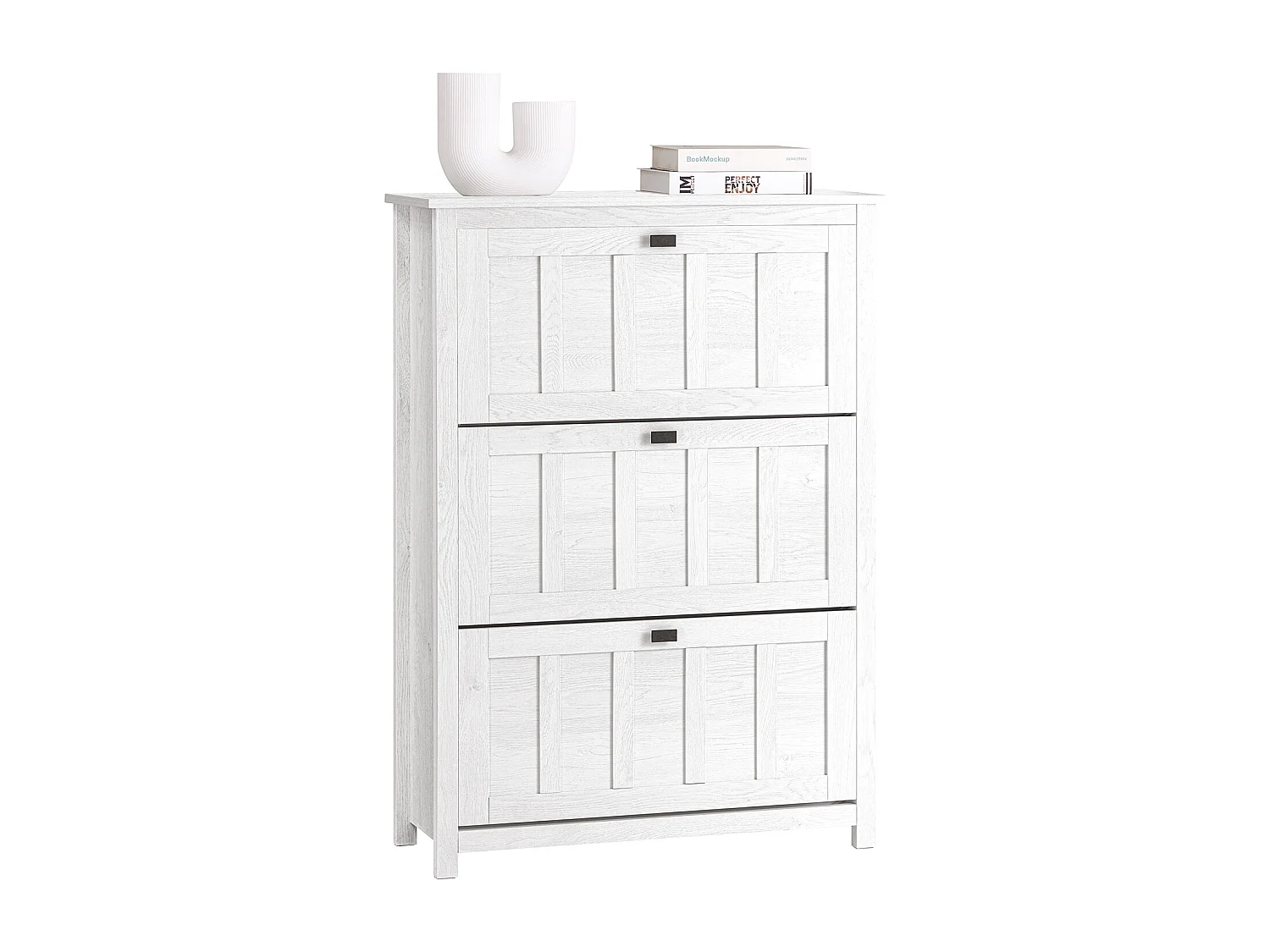 SoBuy FSR162-W Meuble à Chaussures Armoire à Chaussures Commode à Chaussures Meuble d'entrée avec 3 Abattants