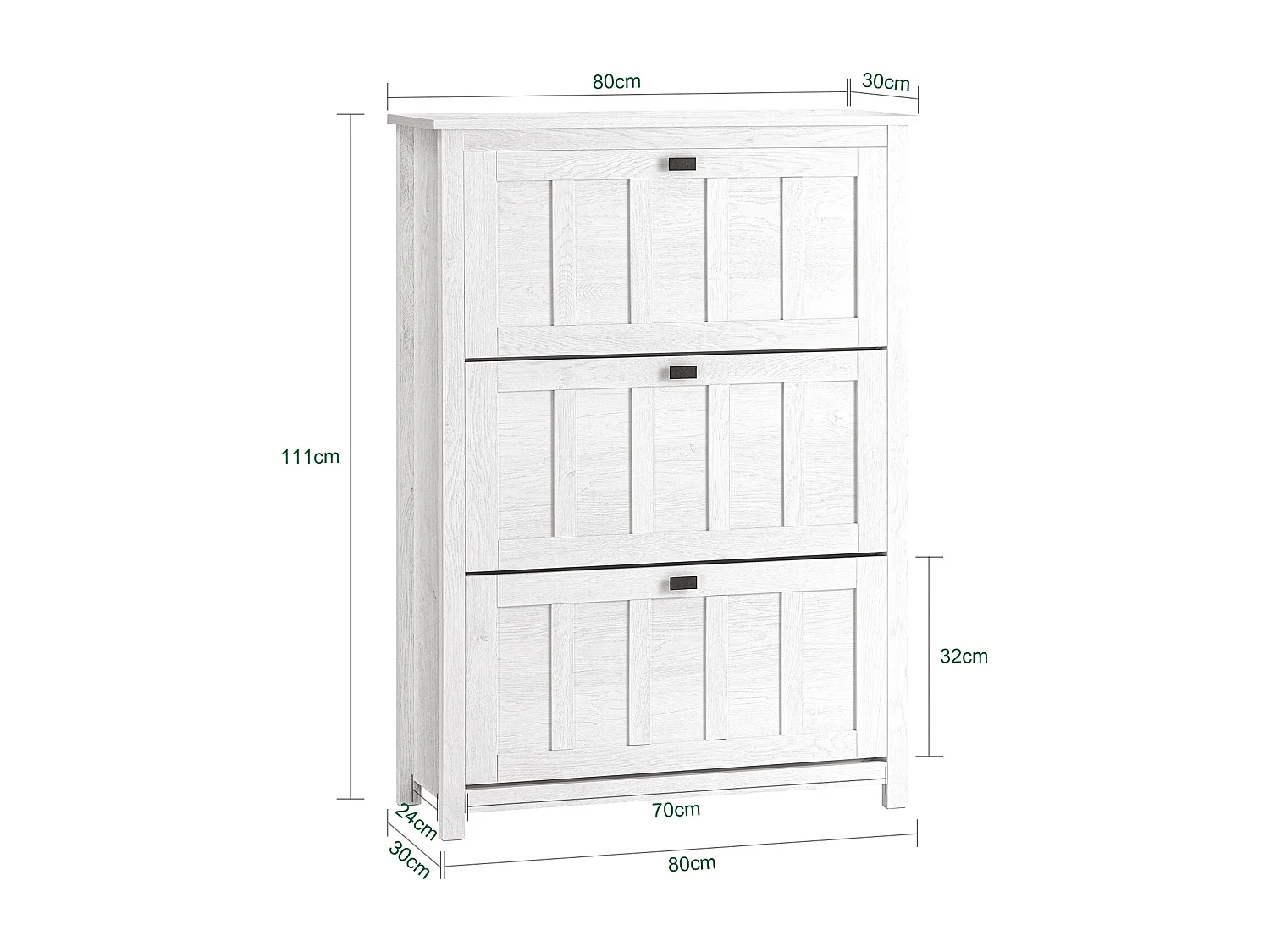 SoBuy FSR162-W Meuble à Chaussures Armoire à Chaussures Commode à Chaussures Meuble d'entrée avec 3 Abattants