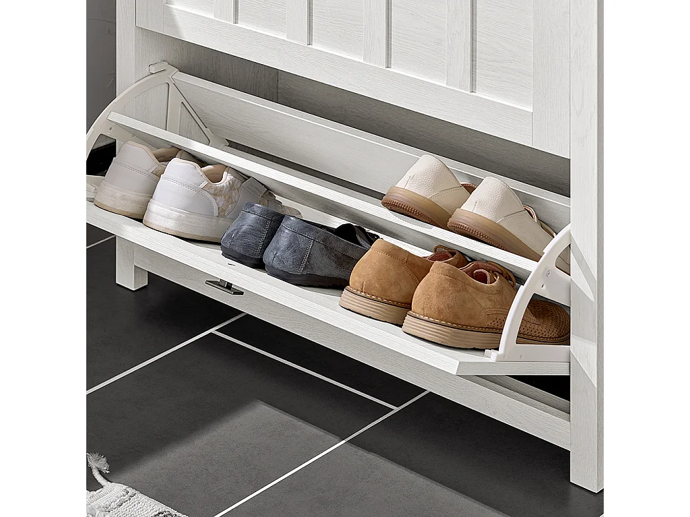 SoBuy FSR162-W Meuble à Chaussures Armoire à Chaussures Commode à Chaussures Meuble d'entrée avec 3 Abattants