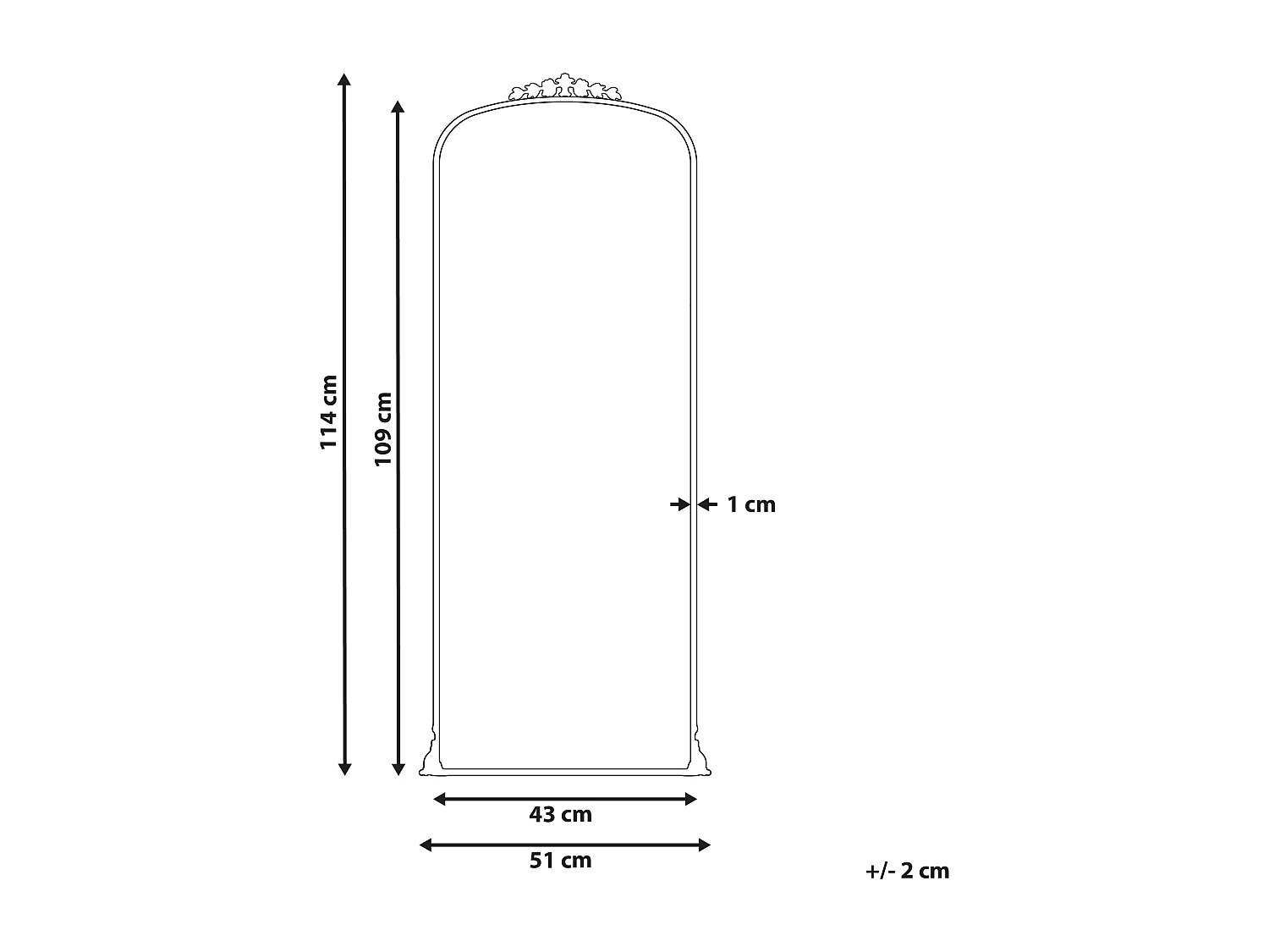 Wandspiegel LIVRY 51 cm 114 cm Metaal Zwart