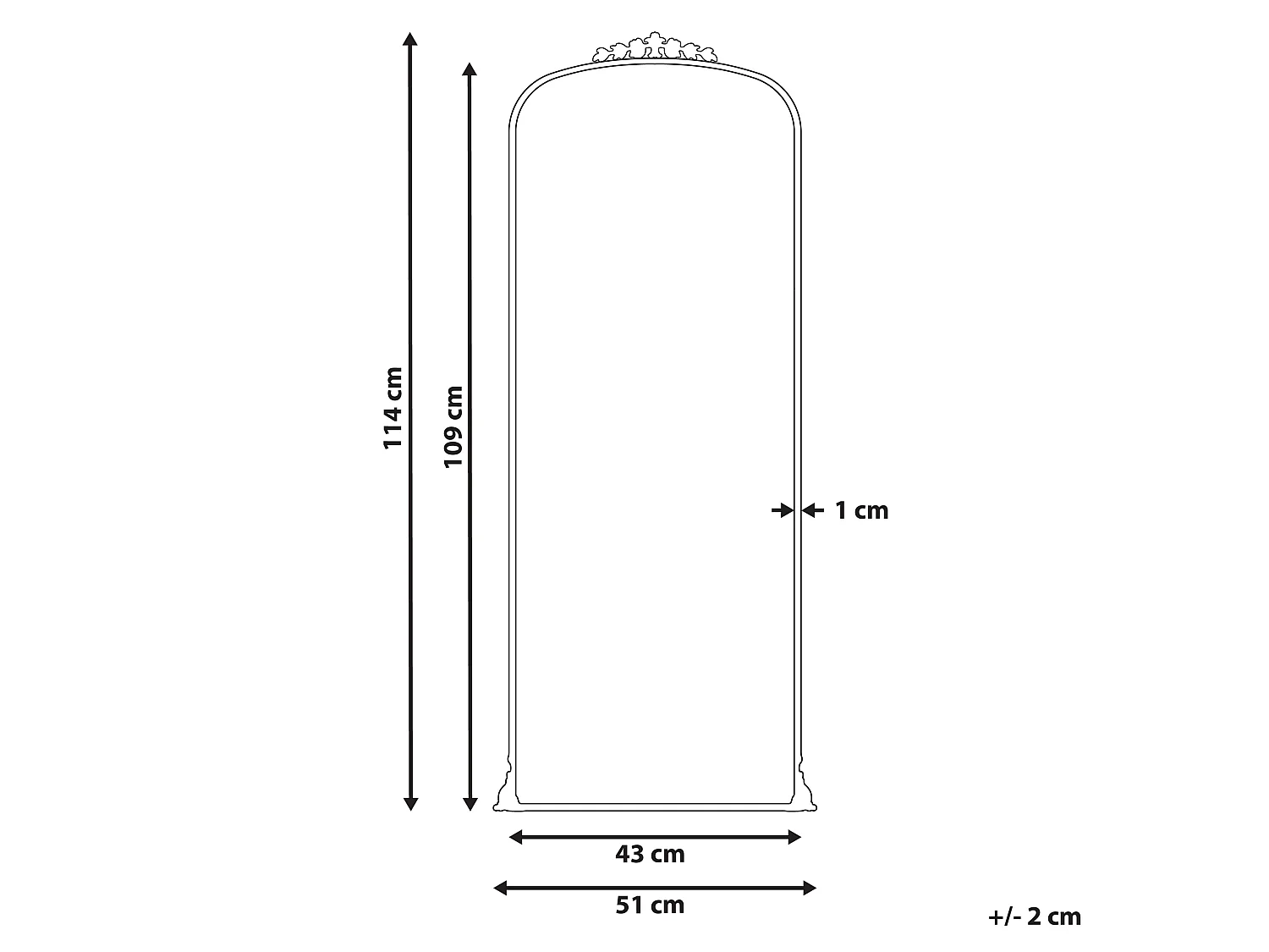 Wandspiegel LIVRY 51 cm 114 cm Metaal Zwart