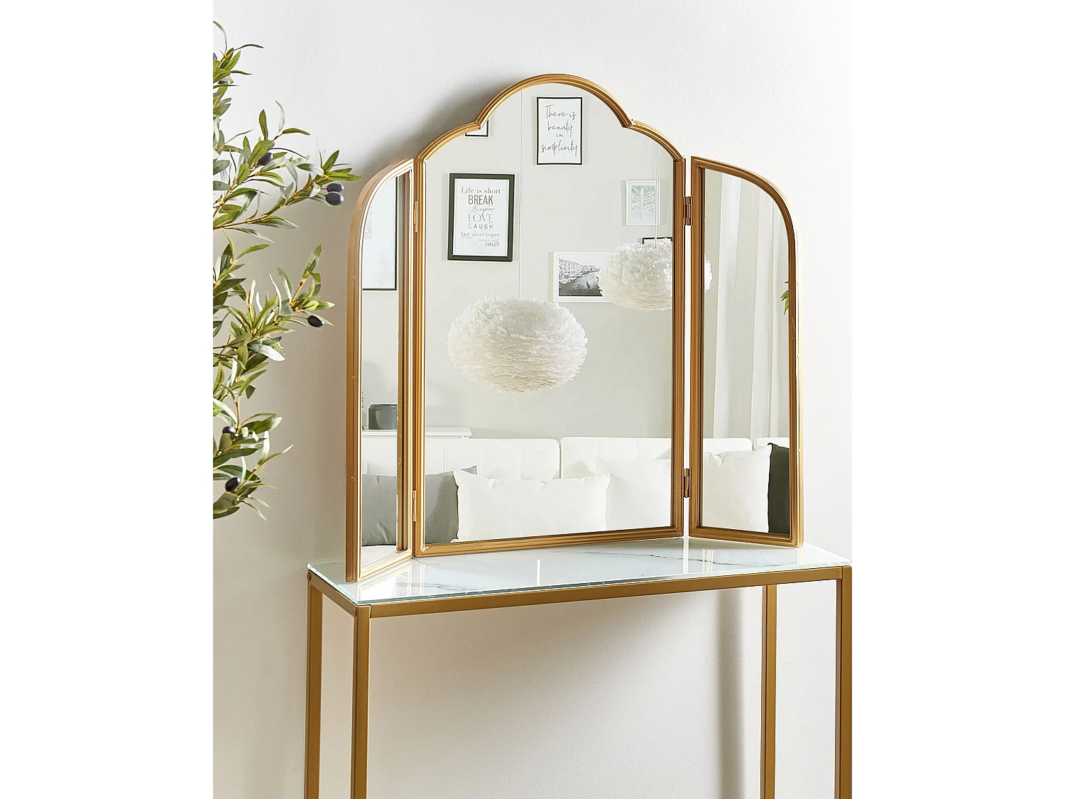 Kaptafel spiegel SAVILLY Goud