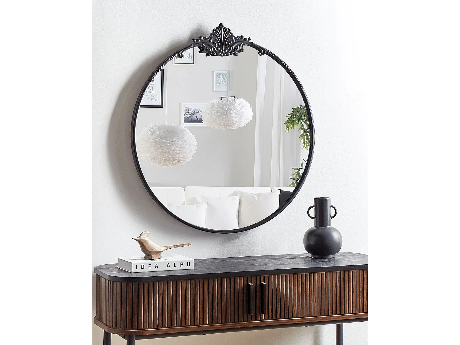 Wall Mirror SOMMANT 67 cm 76 cm Metal Black