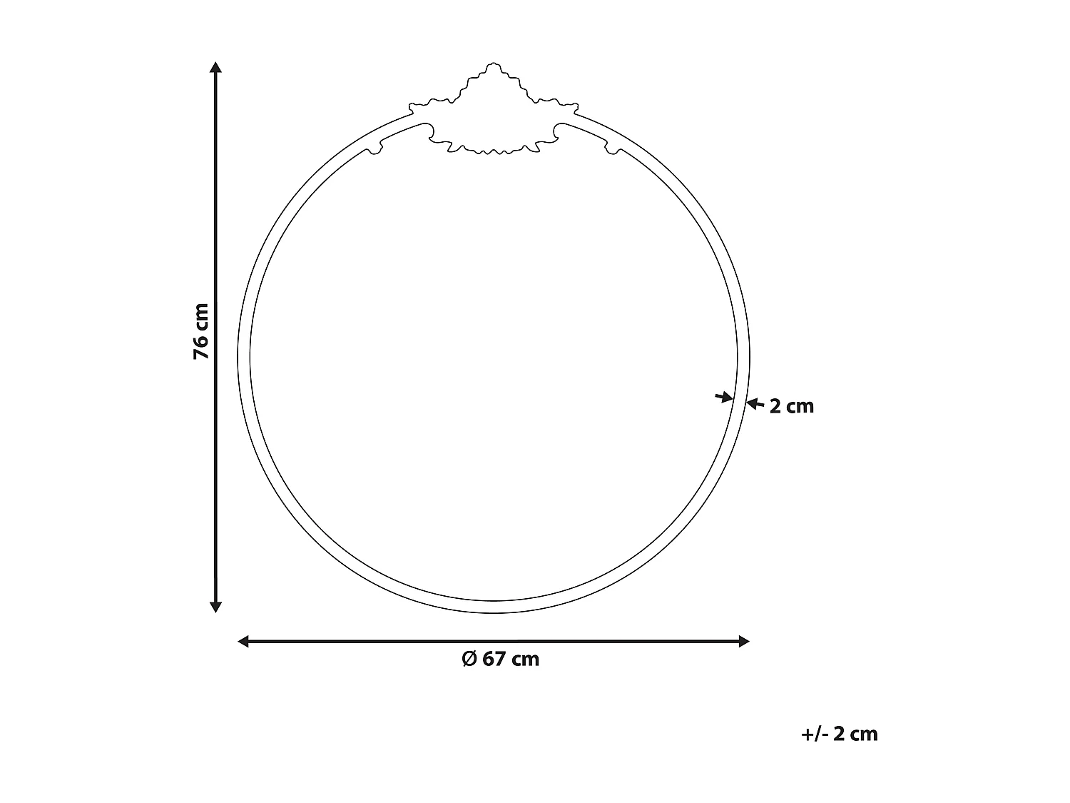 Wandspiegel SOMMANT 67 cm 76 cm Metaal Zwart