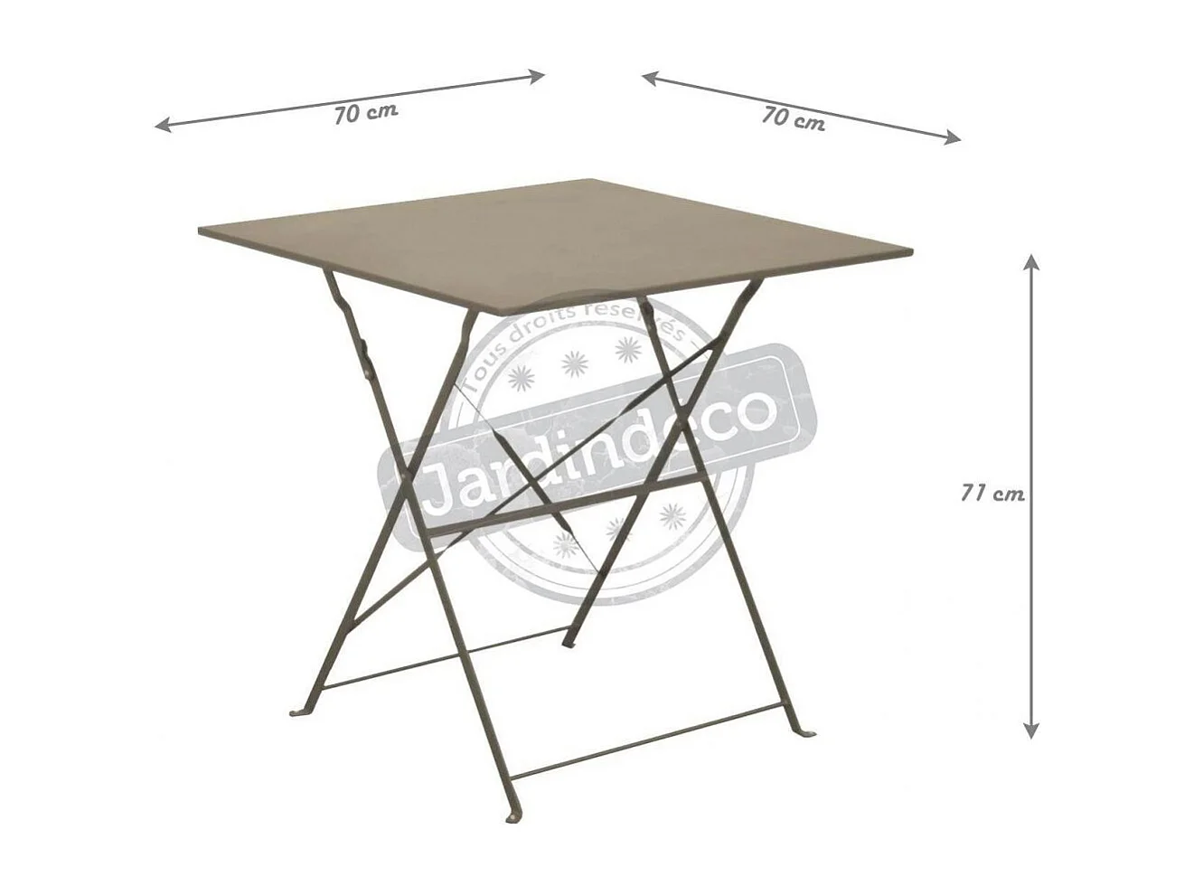 Guéridon carré en acier 70 cm Cuba