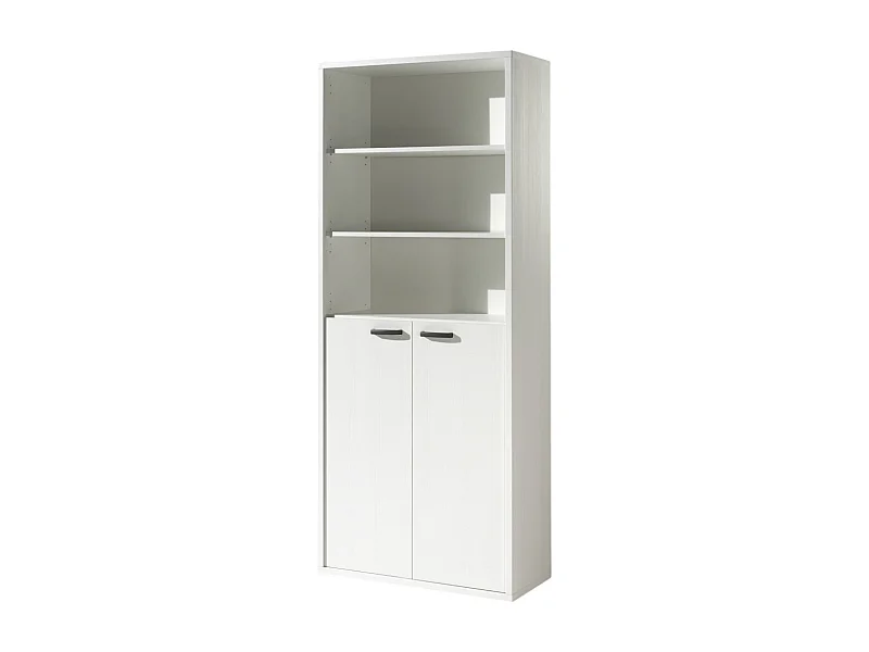 Bibliothèque de bureau – 2 portes et étagères – Collection SOON – Blanc Mat