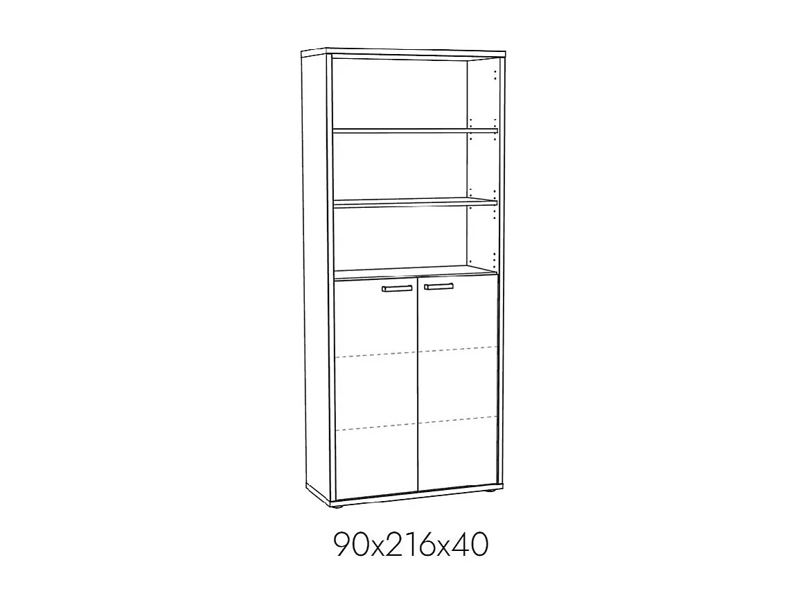 Biblioteca de Escritório - Móvel com 2 Portas e Prateleiras na cor branco fosco | Coleção SOON | Meublorama