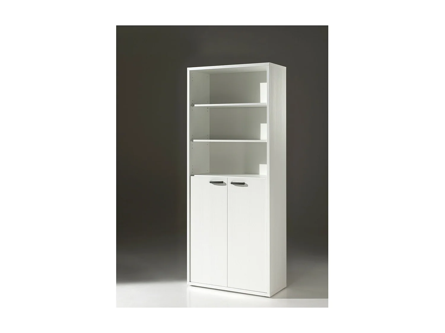 Biblioteca de oficina - 2 puertas y estantes - Colección SOON - Blanco Mate