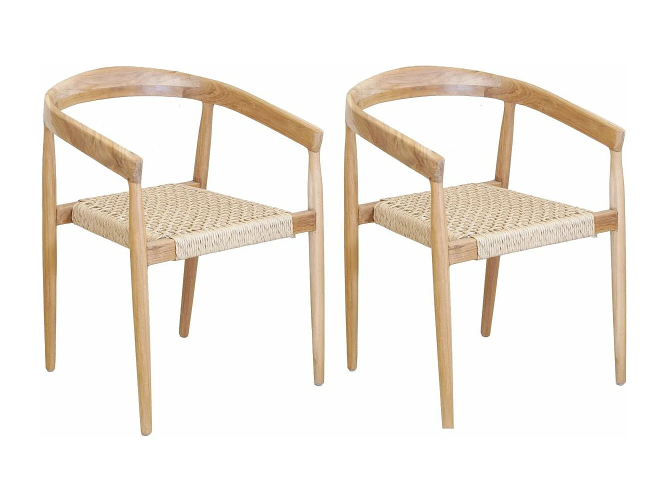 Fauteuil en teck et cannage synthétique BAIA (Lot de 2) Arrondi