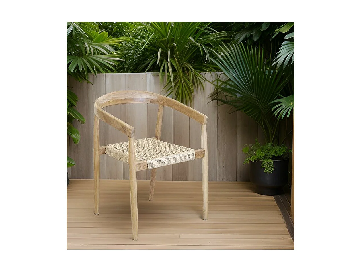 Fauteuil en teck et cannage synthétique BAIA (Lot de 2) Arrondi