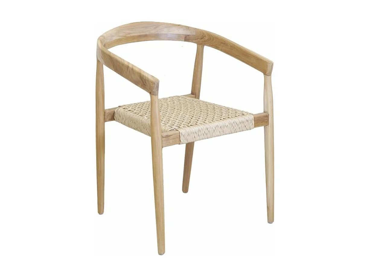 Fauteuil en teck et cannage synthétique BAIA (Lot de 2) Arrondi