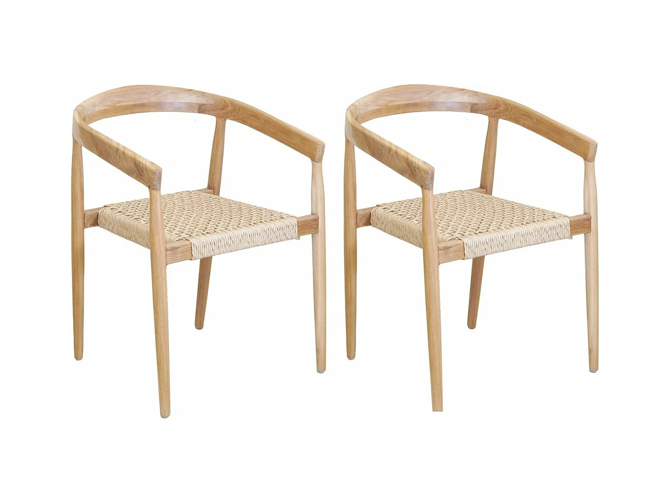 Fauteuil en teck et cannage synthétique BAIA (Lot de 2) Arrondi