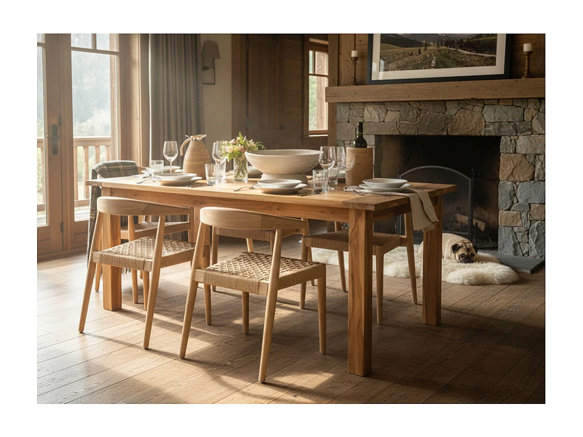 Fauteuil en teck et cannage synthétique BAIA (Lot de 2) Arrondi