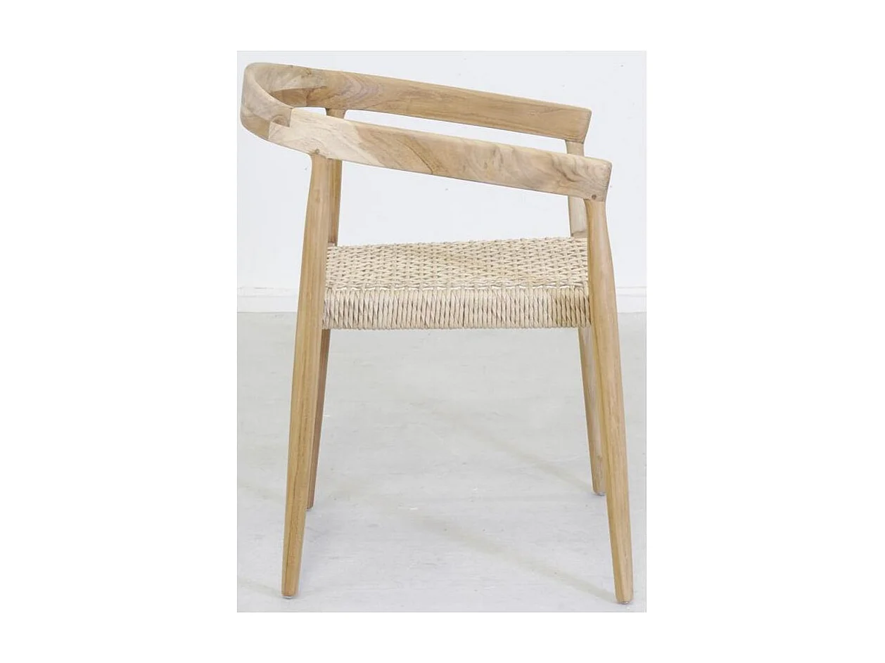 Fauteuil en teck et cannage synthétique BAIA (Lot de 2) Arrondi