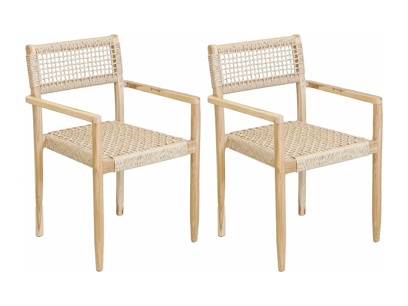 Fauteuil en teck et cannage synthétique BAIA (Lot de 2) Droit