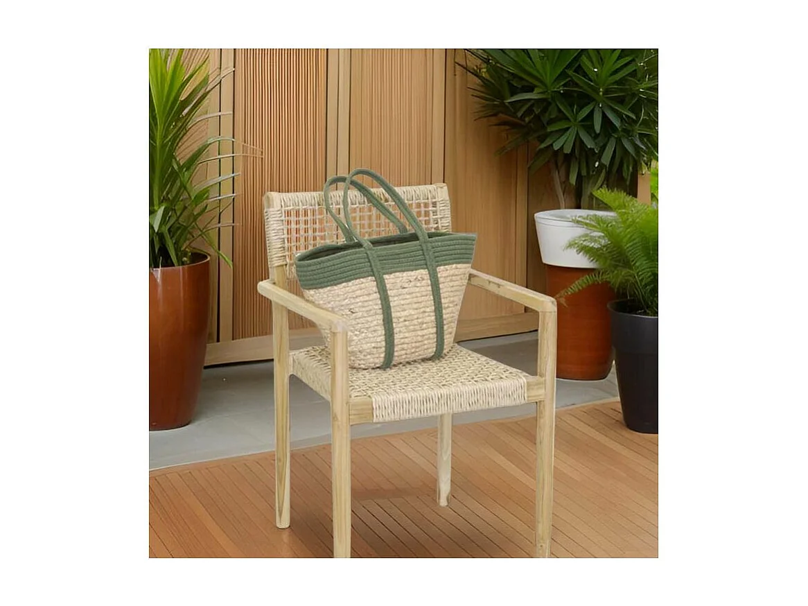 Fauteuil en teck et cannage synthétique BAIA (Lot de 2) Droit