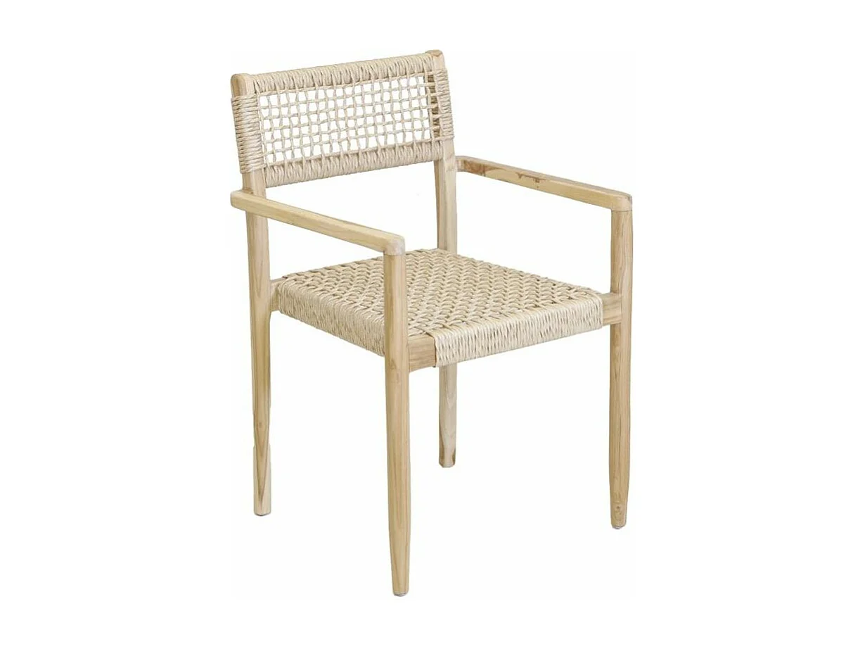 Fauteuil en teck et cannage synthétique BAIA (Lot de 2) Droit