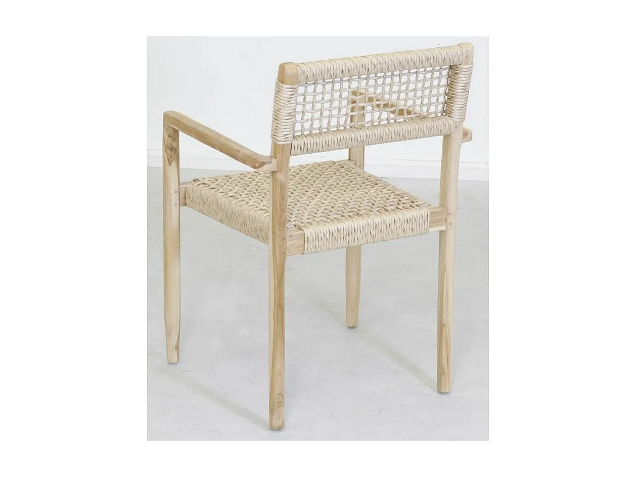 Fauteuil en teck et cannage synthétique BAIA (Lot de 2) Droit