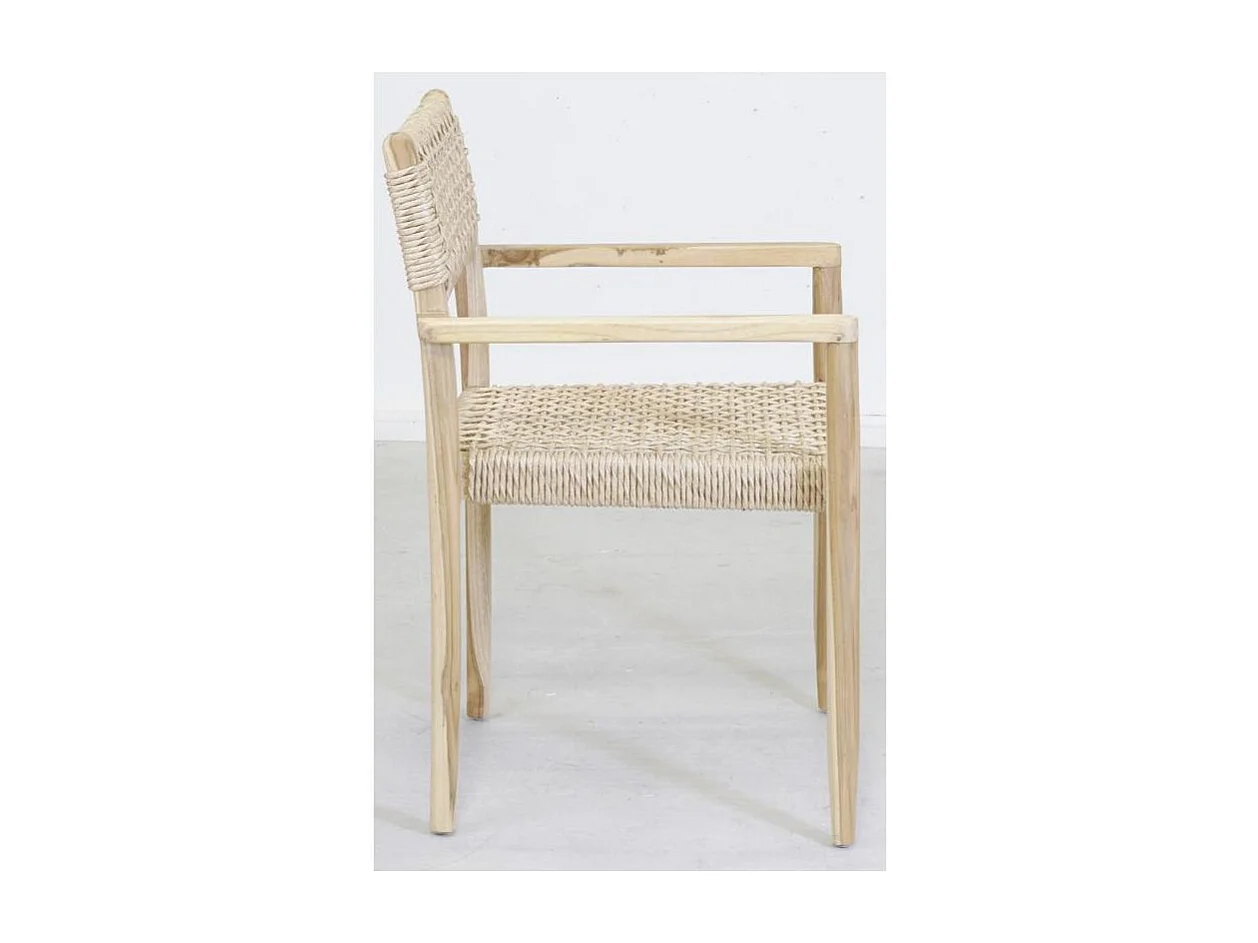 Fauteuil en teck et cannage synthétique BAIA (Lot de 2) Droit