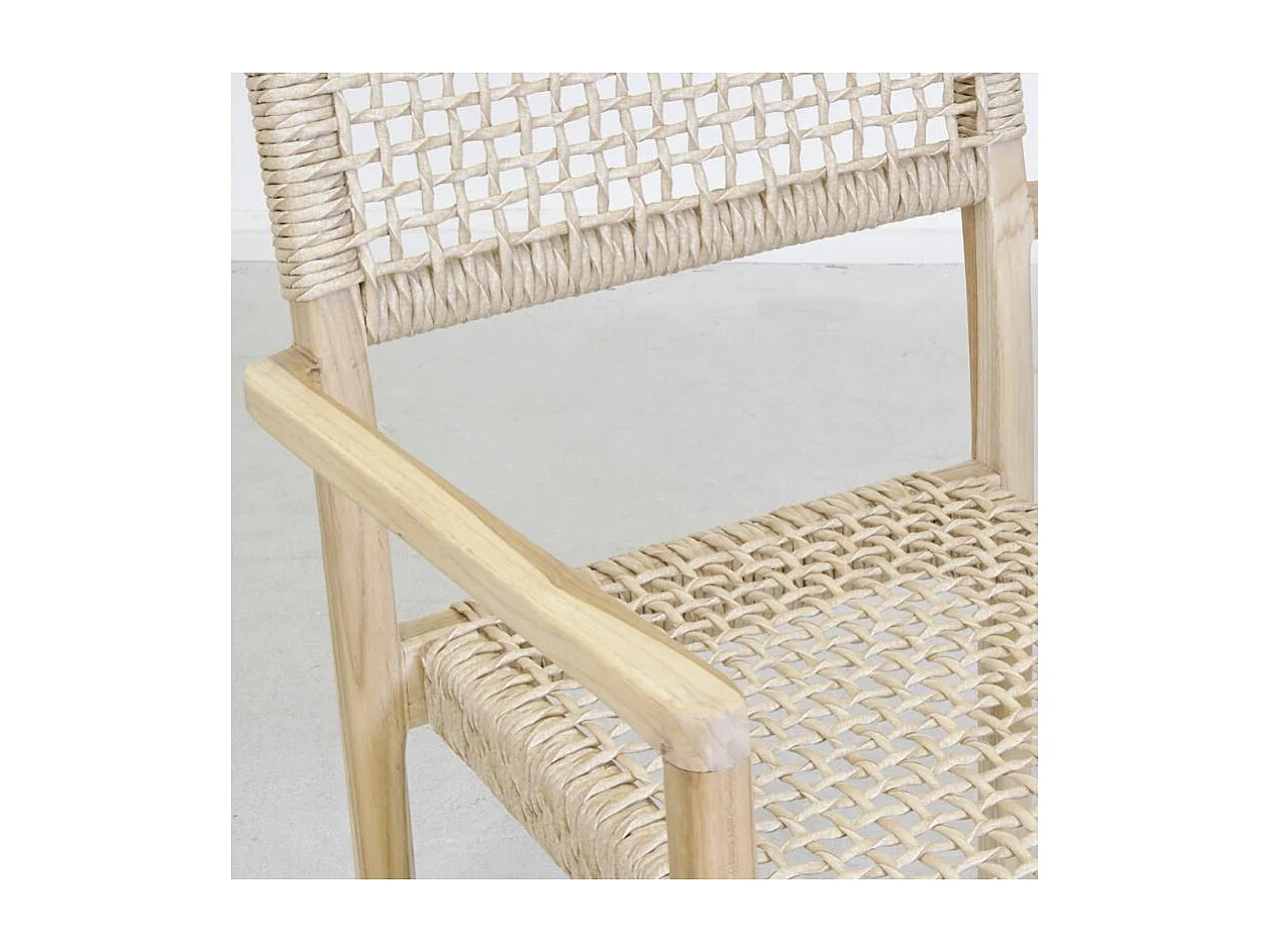 Fauteuil en teck et cannage synthétique BAIA (Lot de 2) Droit