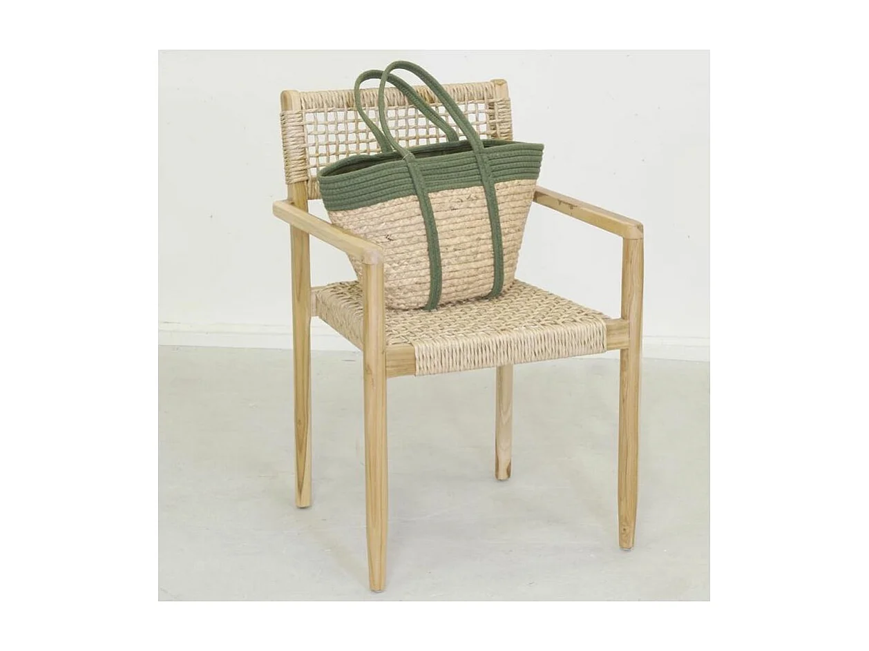 Fauteuil en teck et cannage synthétique BAIA (Lot de 2) Droit