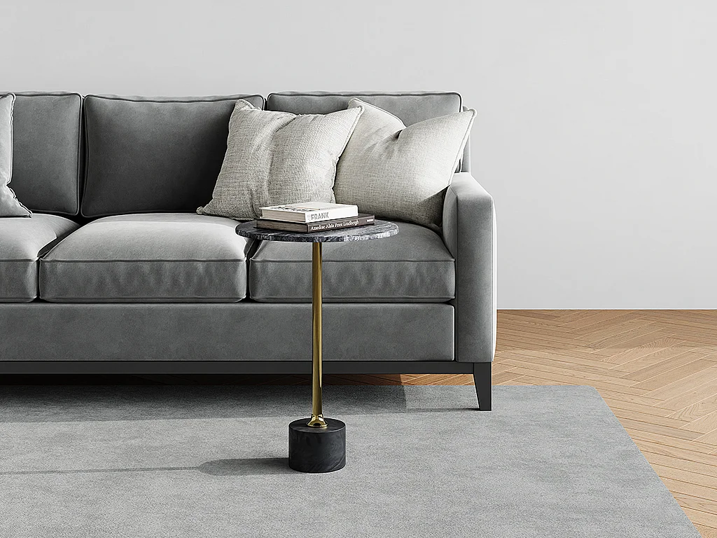 Sidebord i marmor og metal - Antracit og guld - GIANINA