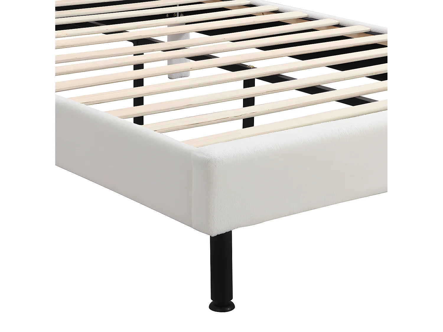 Bed 140x190cm opgevuld met sherpa - met lattenbodem - Beige