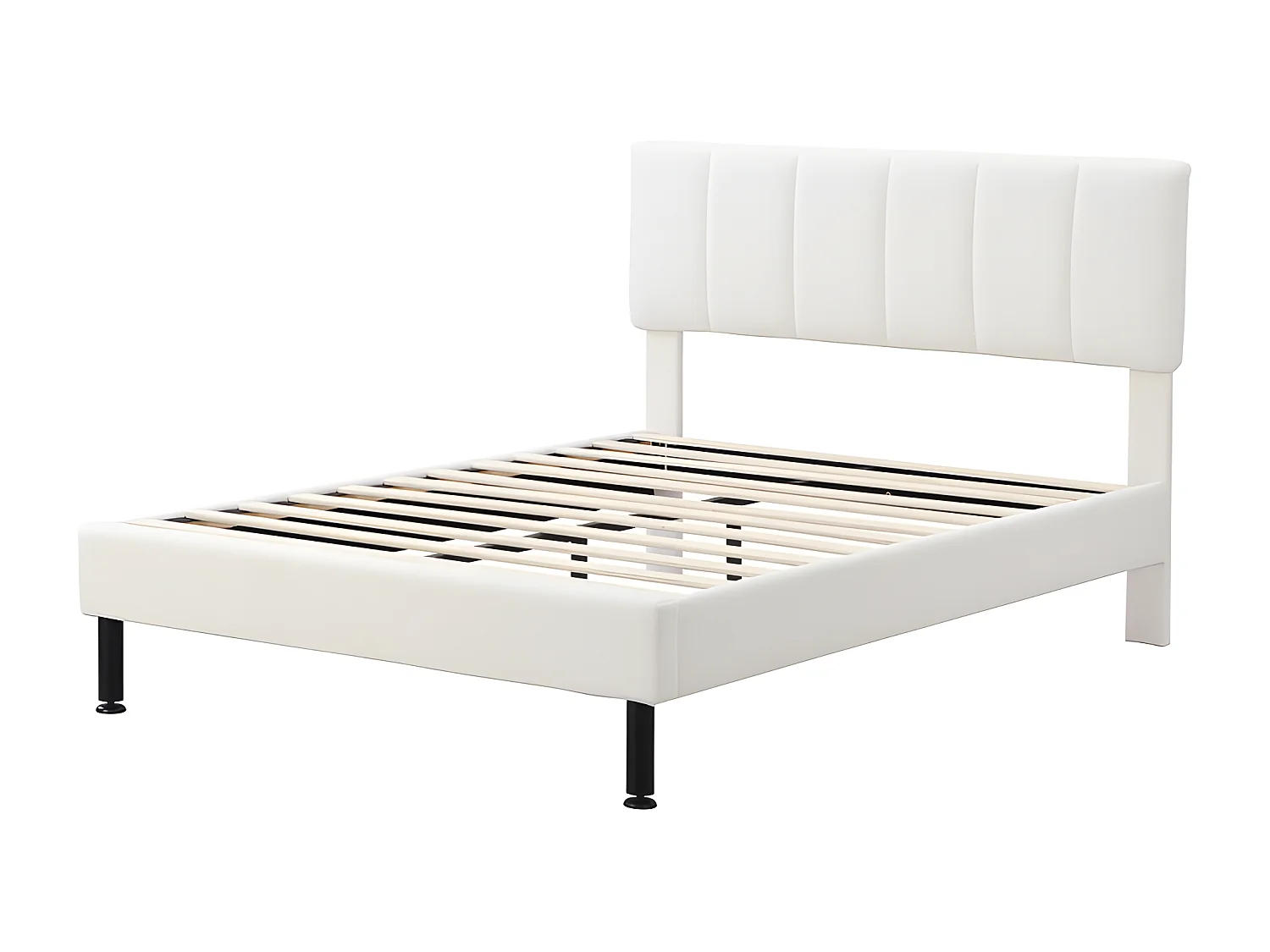 Bed 140x190cm opgevuld met sherpa - met lattenbodem - Beige