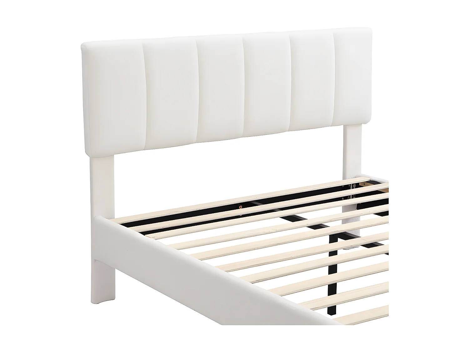 Letto 140x190cm imbottito in sherpa - con rete a doghe - Beige