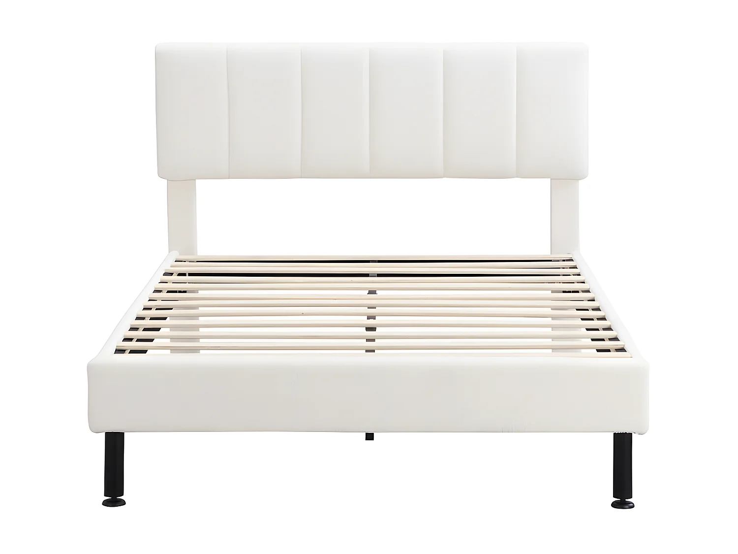 Letto 140x190cm imbottito in sherpa - con rete a doghe - Beige