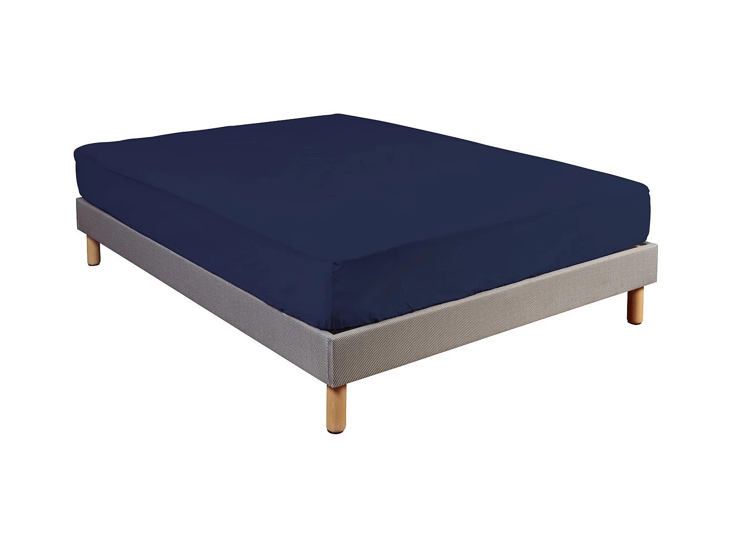 Drap housse 100% coton bleu marine - bonnet 27 cm 200x200