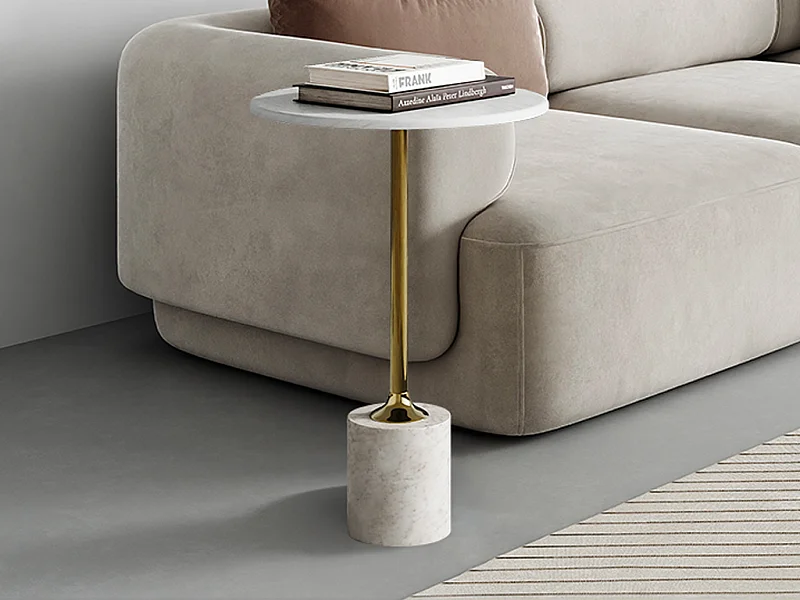 Beistelltisch - Marmor & Metall - Weiß & Goldfarben - GIANINA