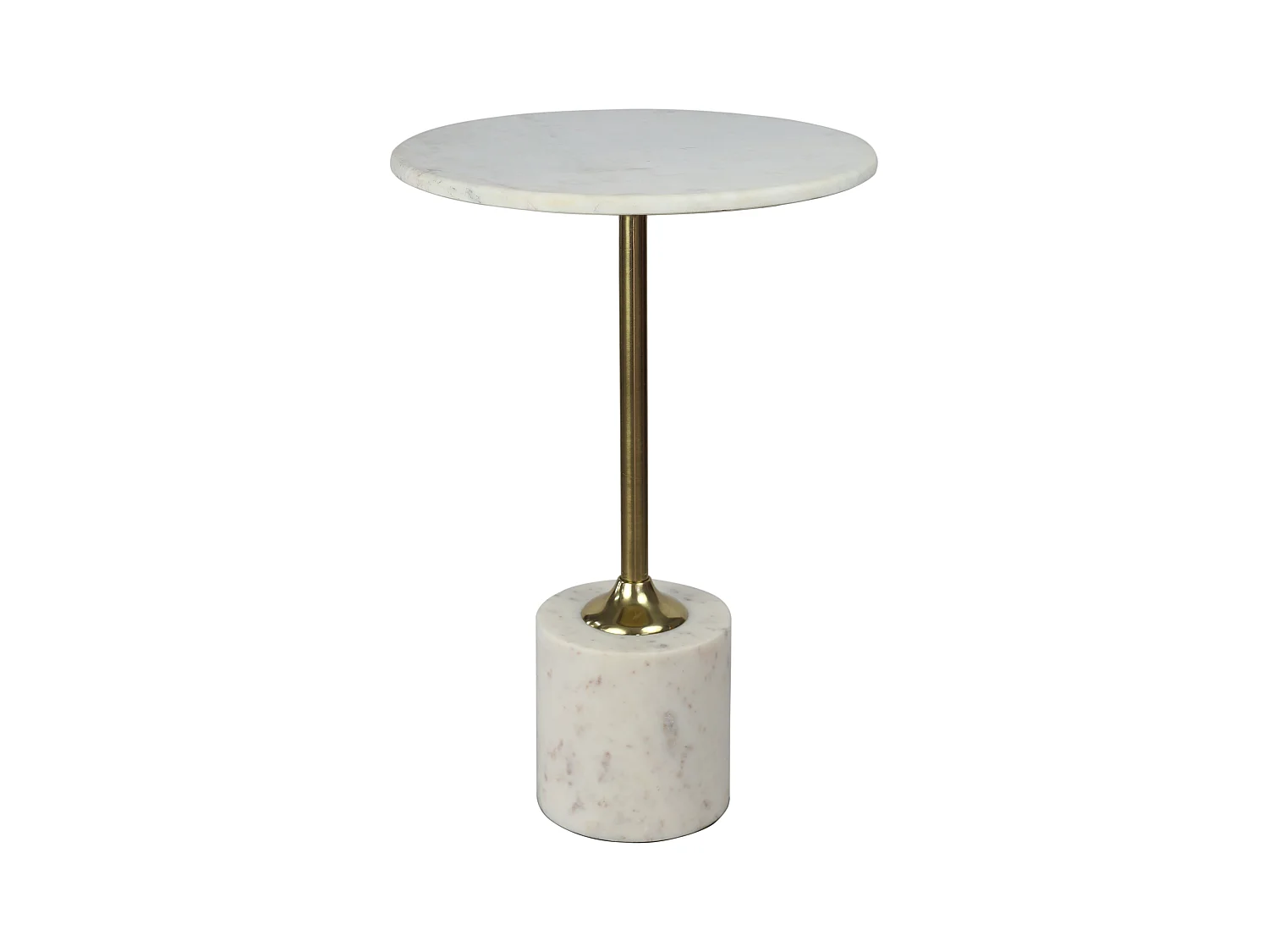 Mesa auxiliar de mármol y metal - Blanco y dorado - GIANINA