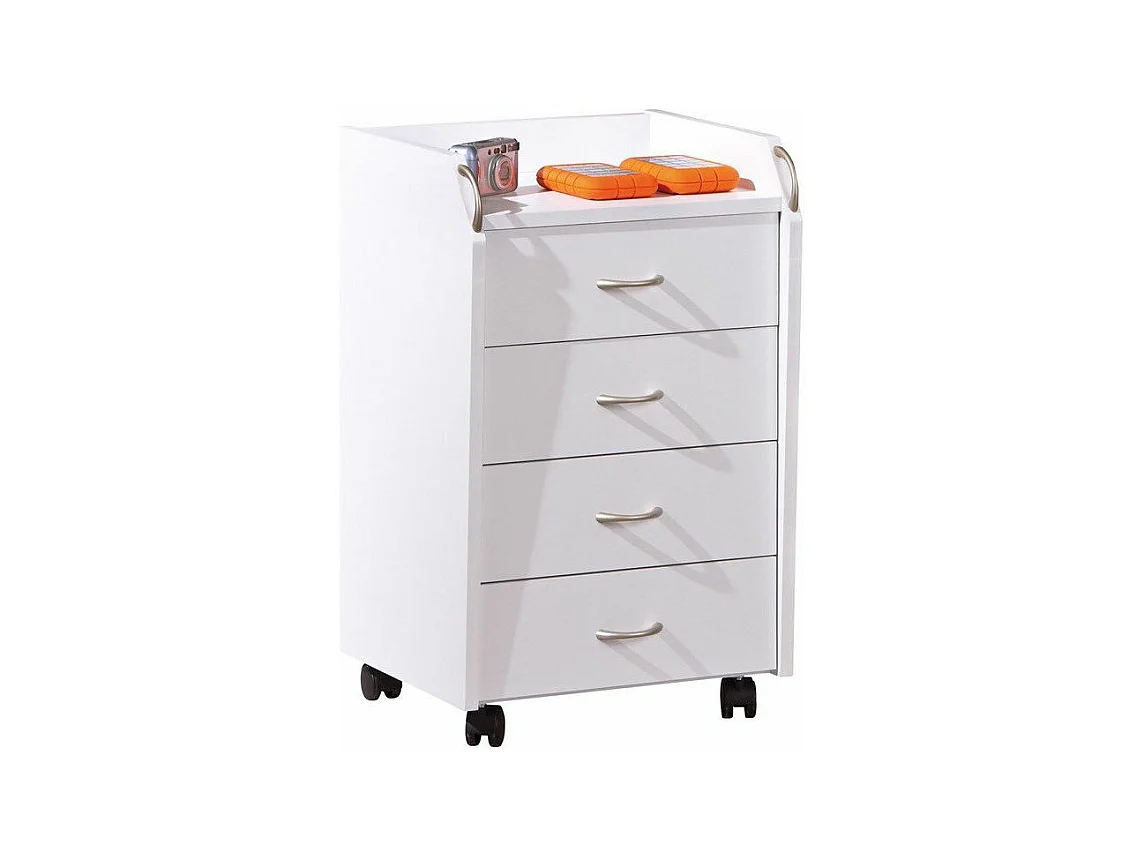 Caisson de Bureau 4 Tiroirs "College" 65cm Blanc