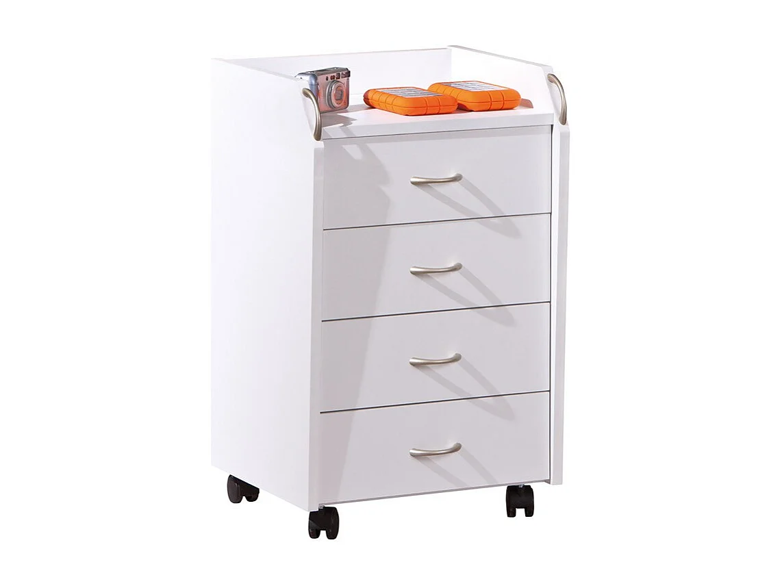 Caisson de Bureau 4 Tiroirs "College" 65cm Blanc