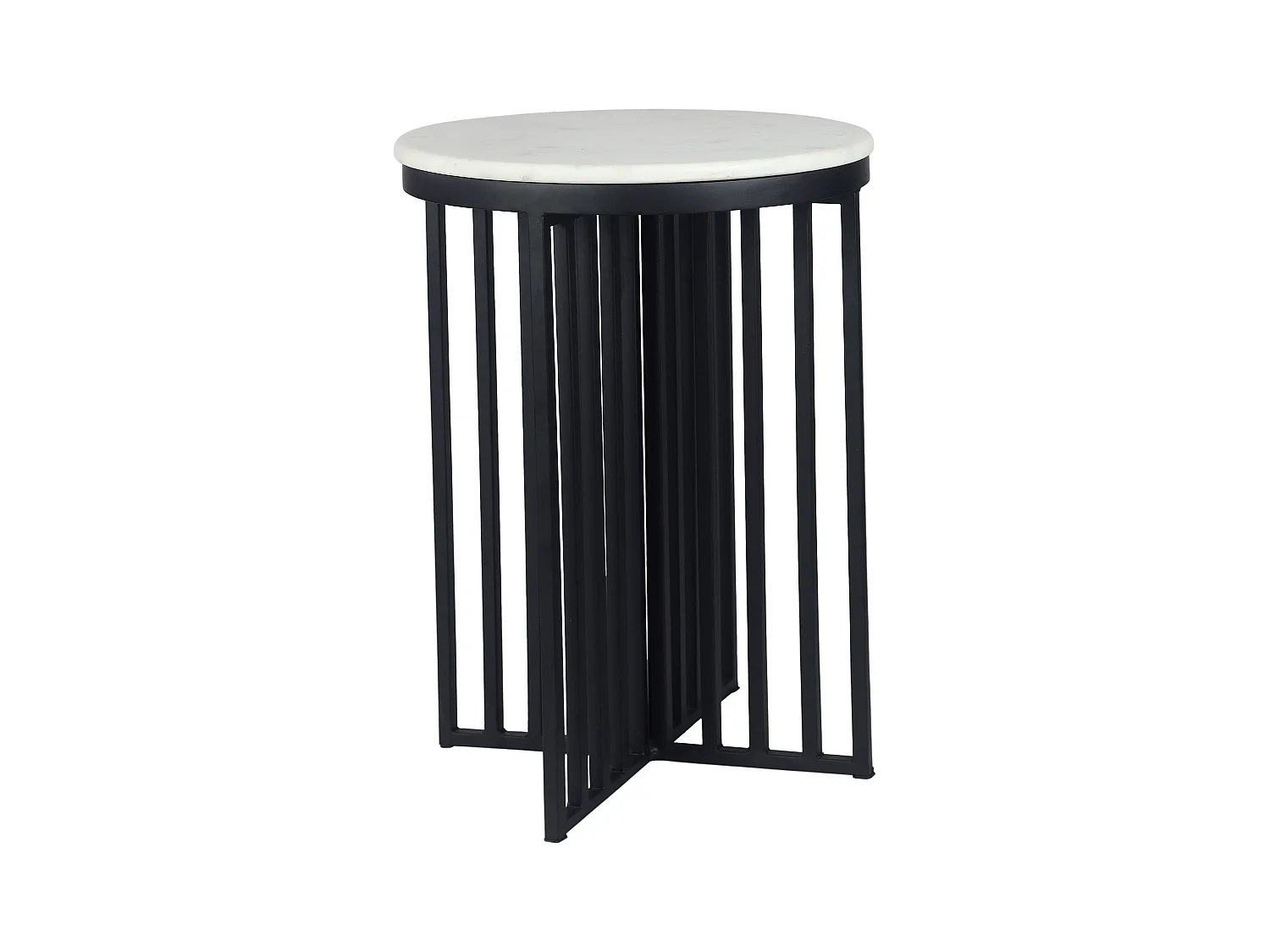 Table d'appoint en marbre et métal - Blanc et noir - LILEA