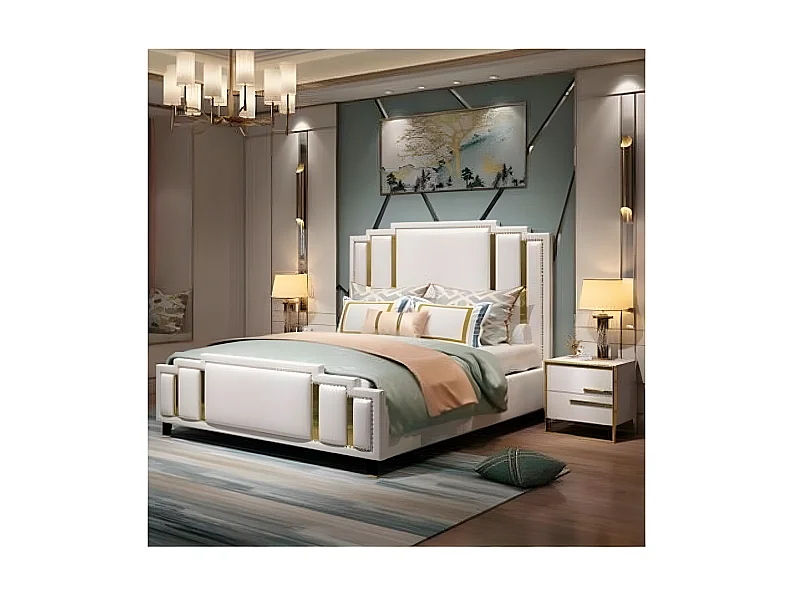 Luxus Schlafzimmer Set Design Bett 2x Nachttisch Holz Komplett 3 tlg