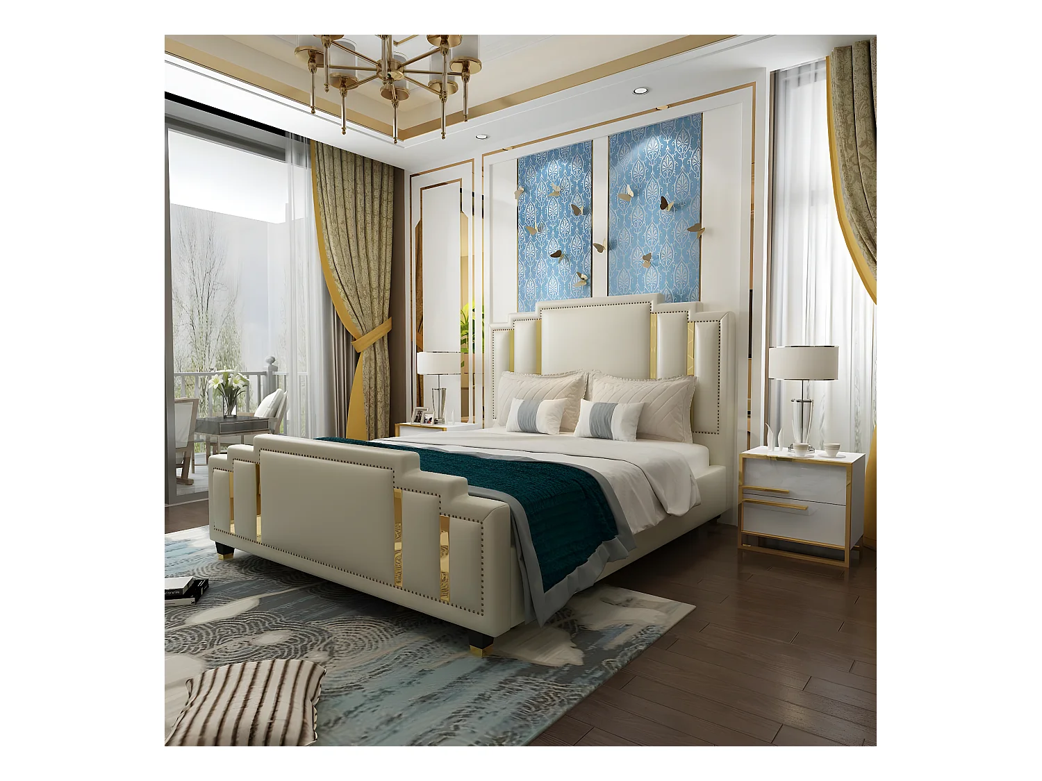 Luxus Schlafzimmer Set Design Bett 2x Nachttisch Holz Komplett 3 tlg